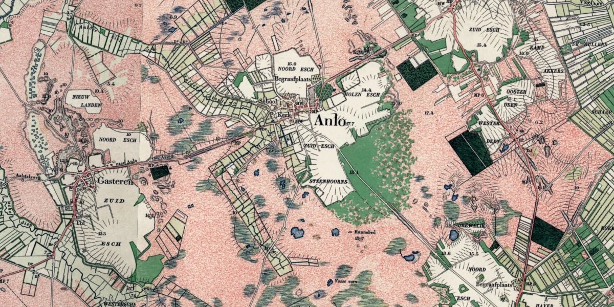 De omgeving van Anloo op de topografische kaart van 1900