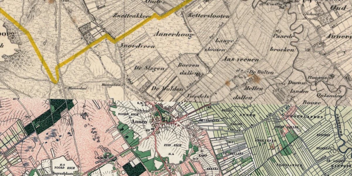 De omgeving van Annen op de topografische kaart van 1900