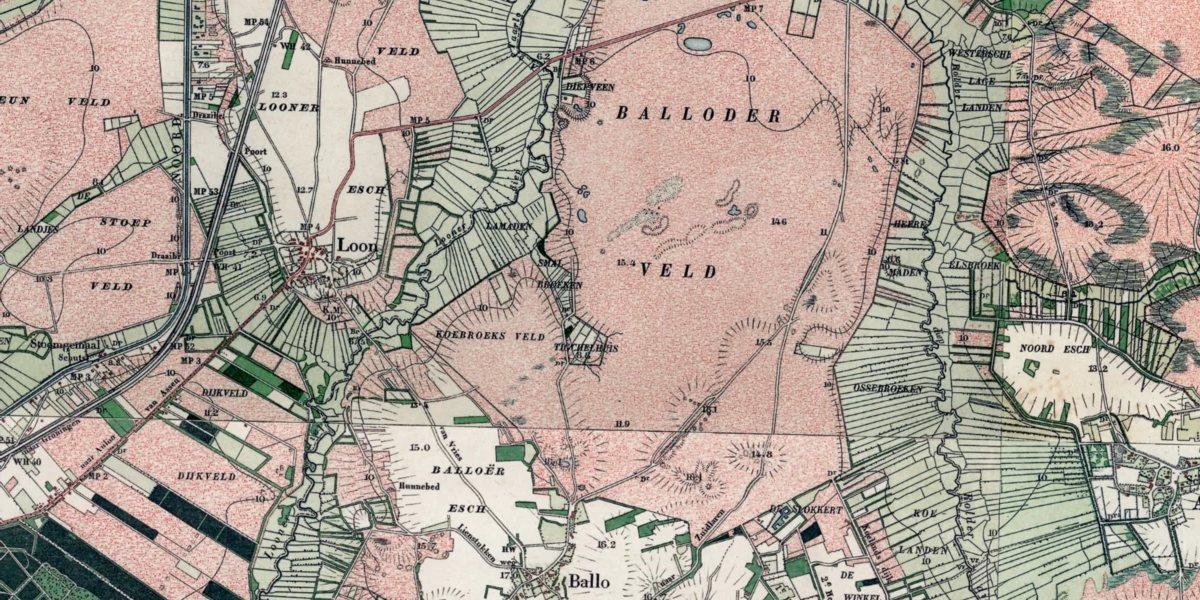 De omgeving van Balloërveld op de topografische kaart van 1900