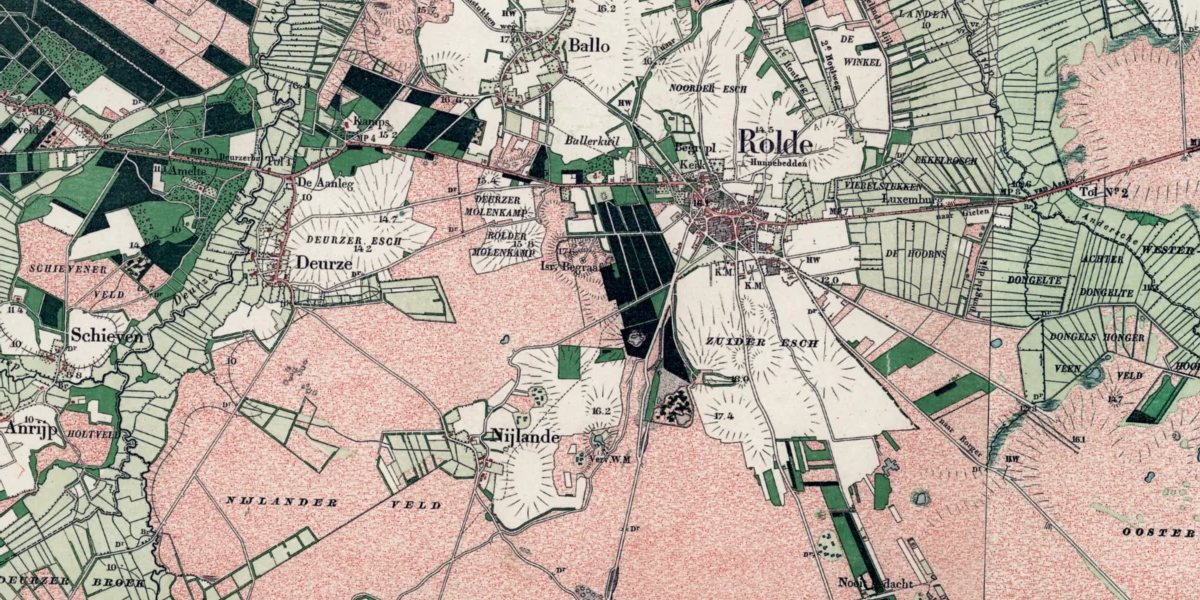 De omgeving van Deurze op de topografische kaart van 1900