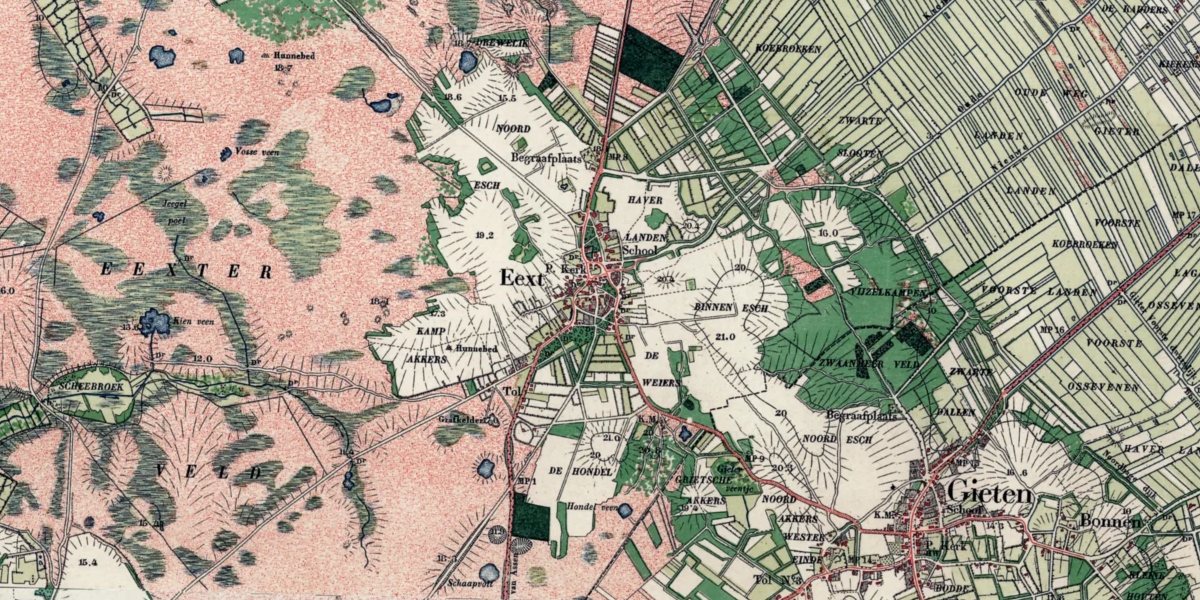 De omgeving van Eext op de topografische kaart van 1900