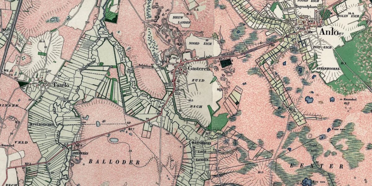 De omgeving van Gasteren op de topografische kaart van 1900