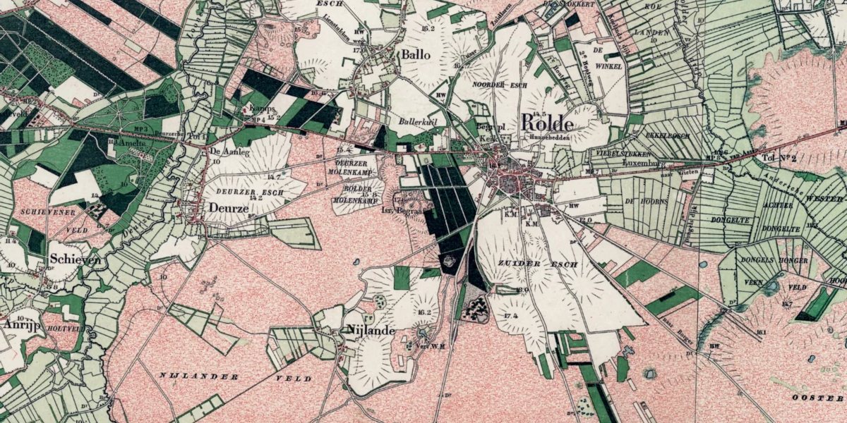 De omgeving van Rolde op de topografische kaart van 1900