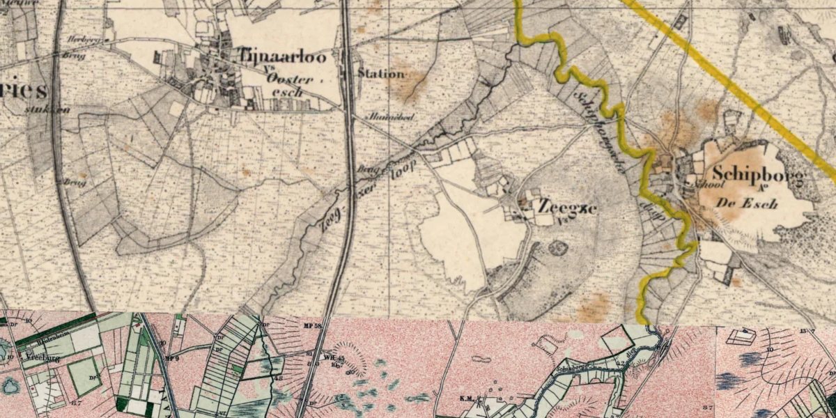 De omgeving van Tynaarlo op de topografische kaart van 1900